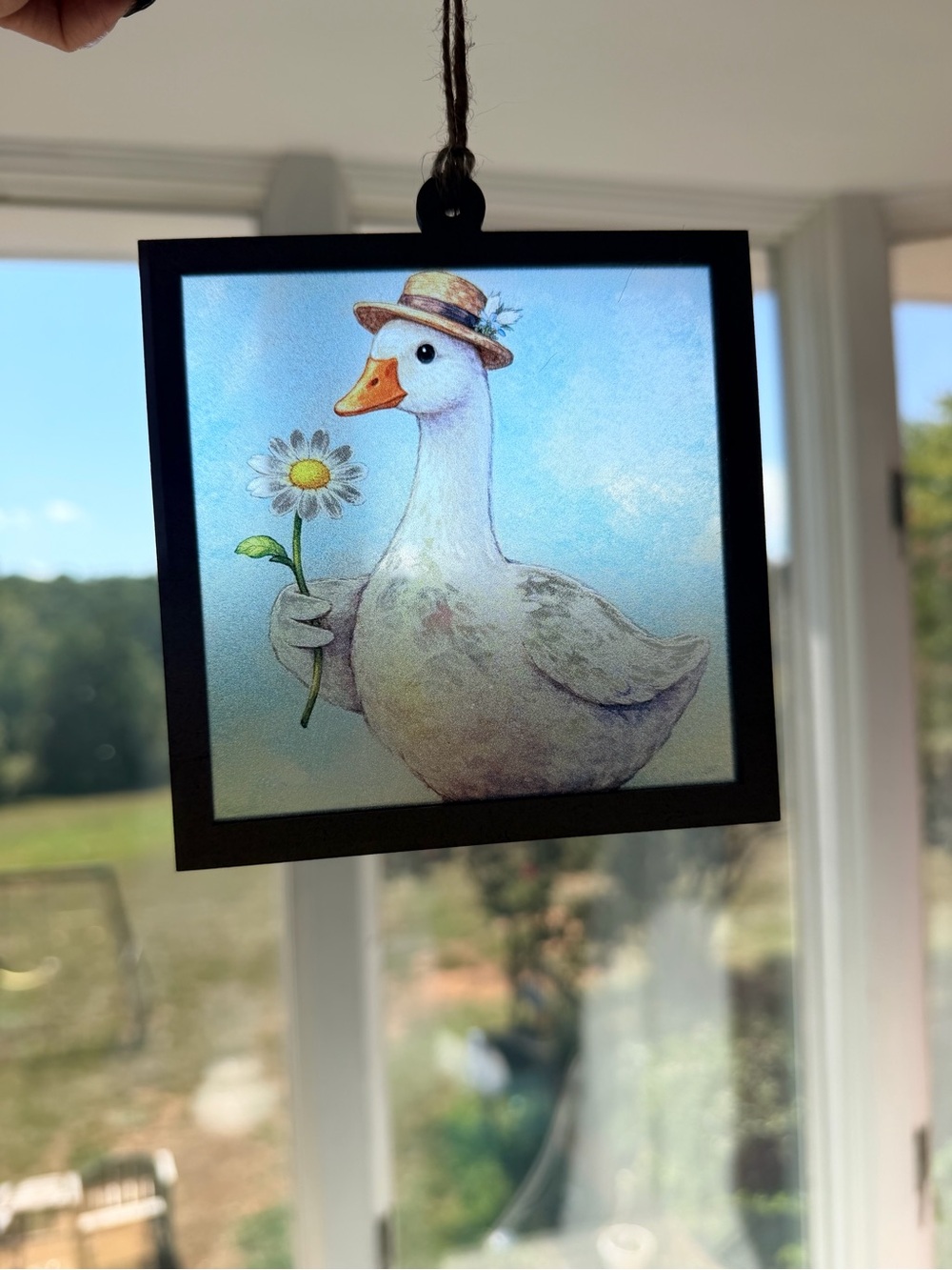Hand crafted Sun catcher Goose with flower